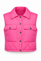 Baddie Forecast Cropped Puffer Vest - Pink
