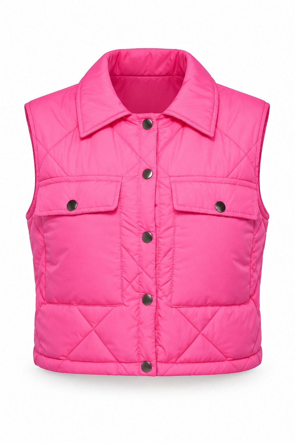 Baddie Forecast Cropped Puffer Vest - Pink