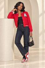 Varsity Mood A-Patch Cropped Jacket