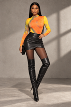 Heat Check Abstract Mock-Neck Bodysuit