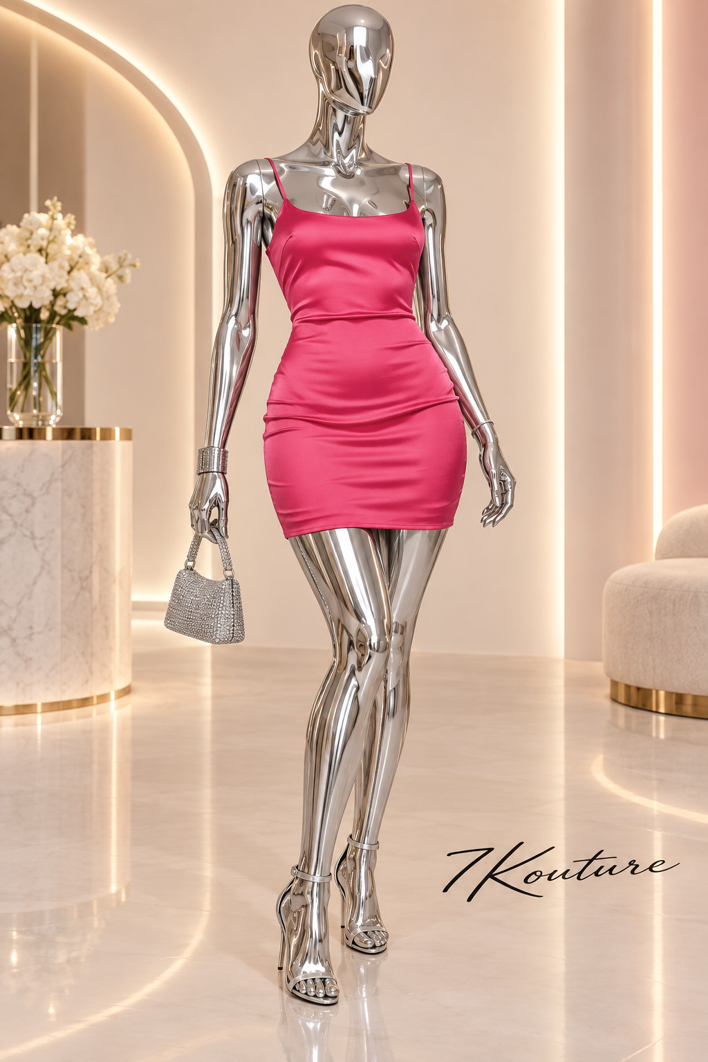 Birthday Behavior Hot Pink Satin Mini Dress