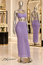 Purple Ribbed 2 Piece Maxi Skirt Set