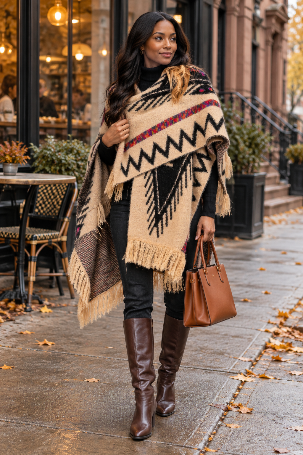 Desert Muse Oversized Fuzzy Geometric Fringe Scarf