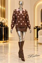 Sweet Spot Chocolate & Pink Polka-Dot Sweater