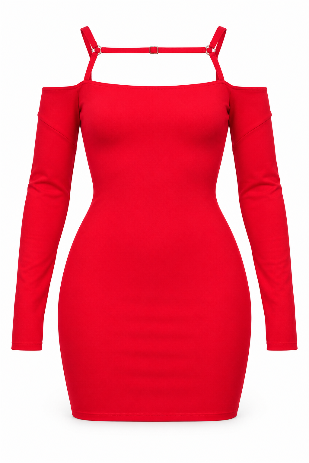 Long Sleeve Cuff Front Strap Mini Dress