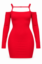 Long Sleeve Cuff Front Strap Mini Dress