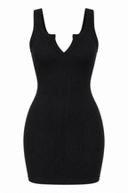 Ribbed Split Neck Tank Mini Dress