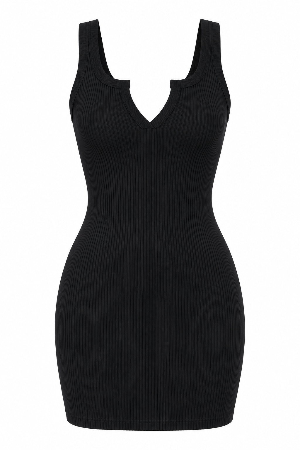 Ribbed Split Neck Tank Mini Dress