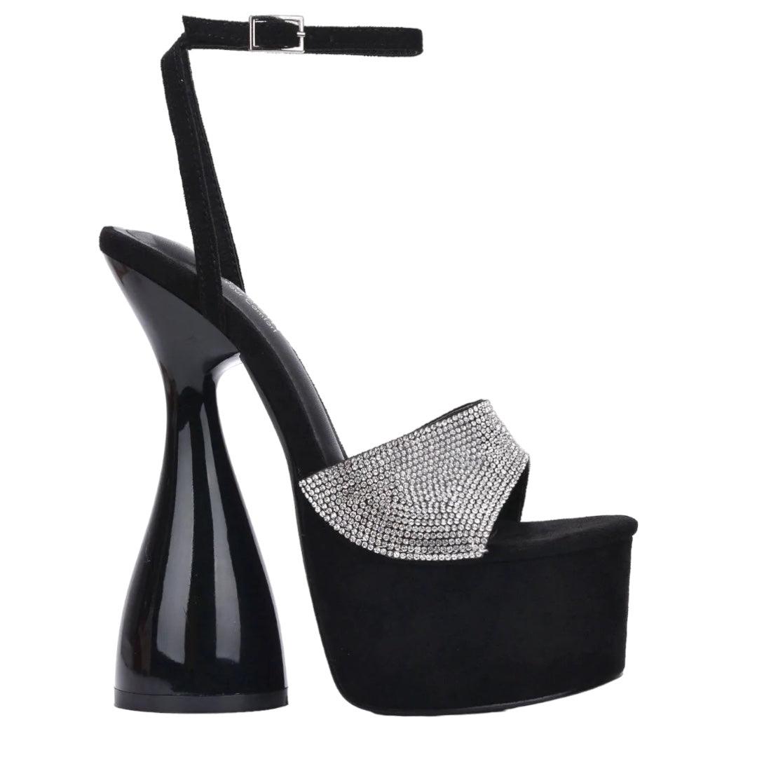 Vixen Black Platform Heels, Size 7