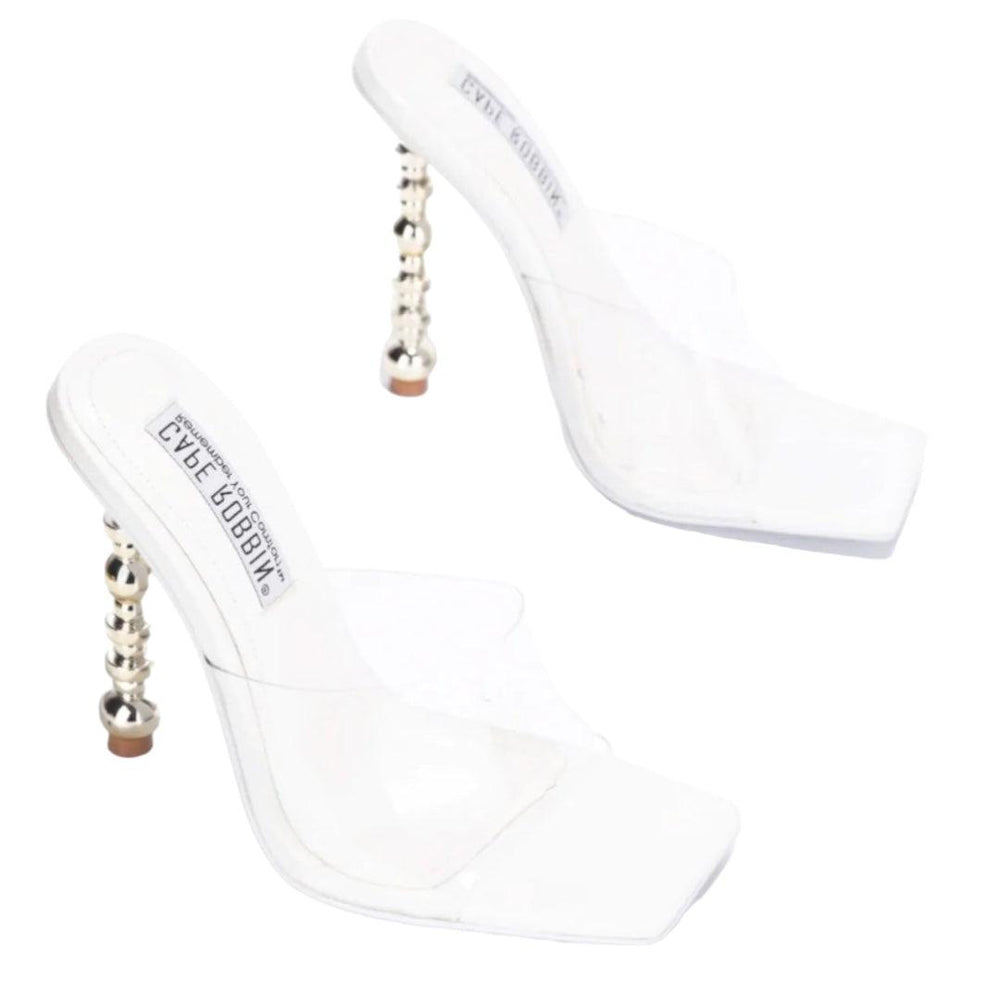 Cabo White Clear Heels , Size 6.5 - 7Kouture
