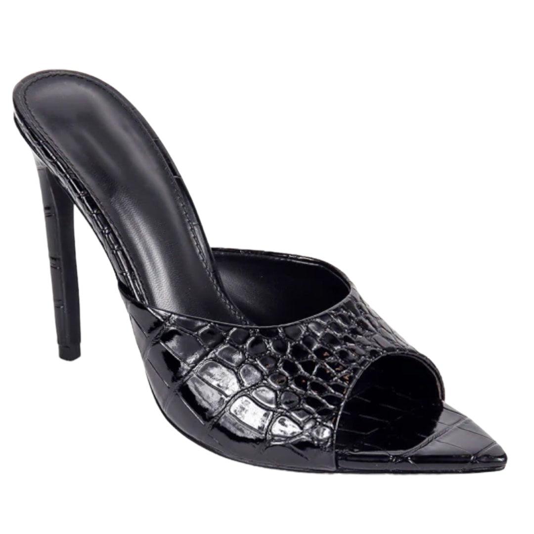 Black Croc Heels- Size 8