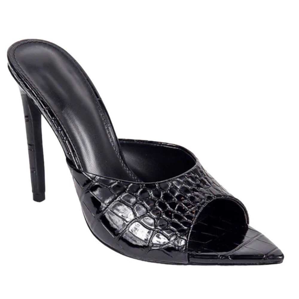 Black Croc Heels- Size 8 - 7Kouture