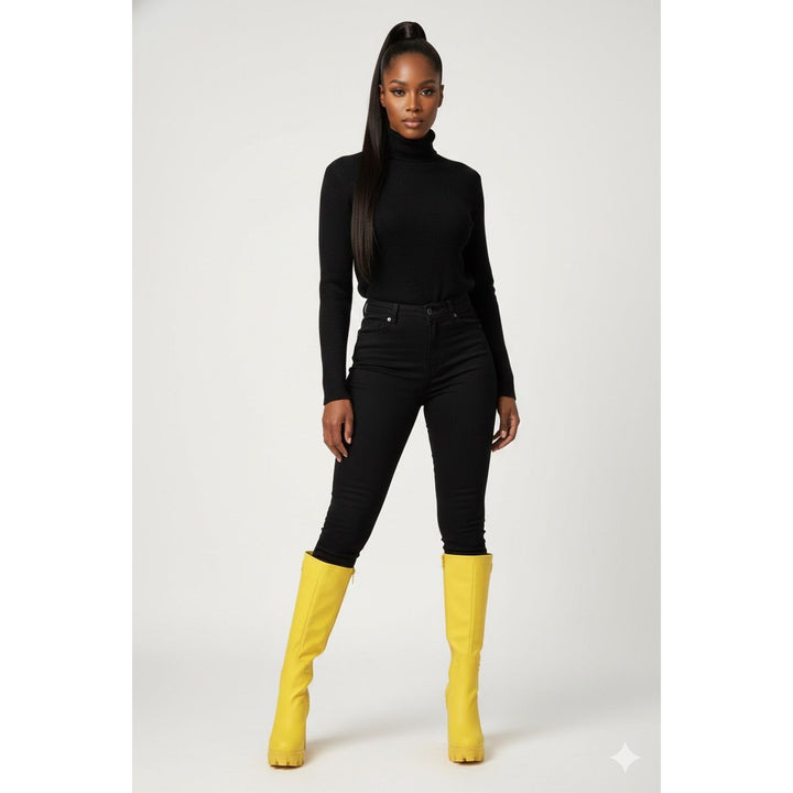 YELLOW KNEE HIGH BOOTS