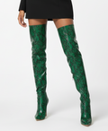 SNAKE PRINT STILETTO BOOTS, Green