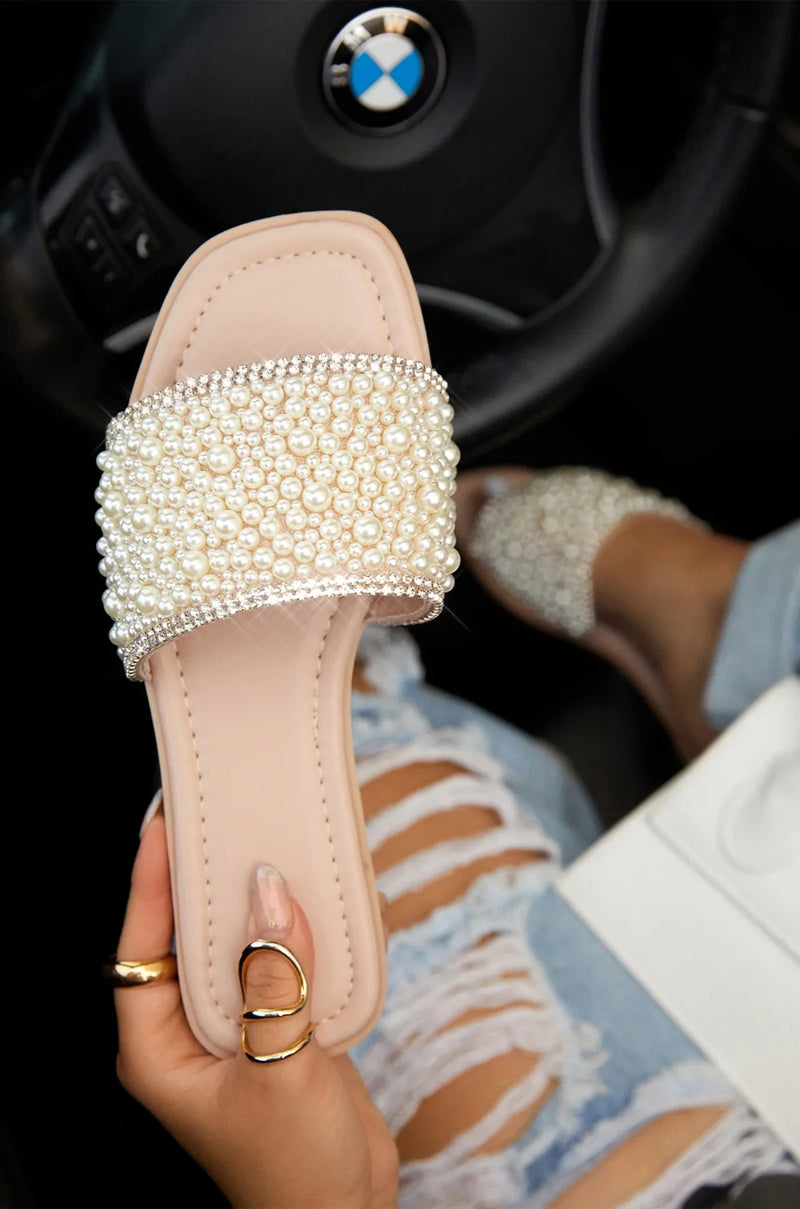 Pearly Flat Sandals