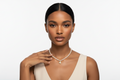 Pavé Crystal Heart Charm Pearl Necklace