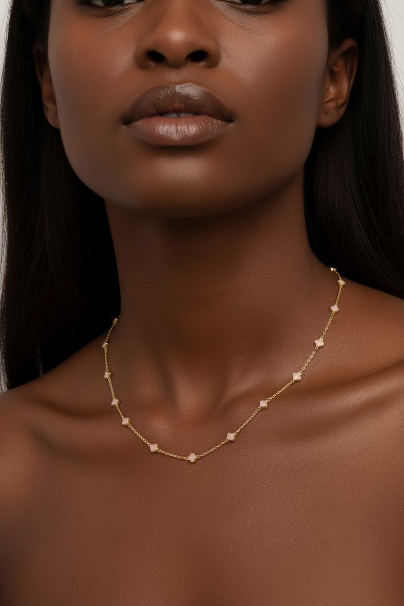 Petite Colored Clover Necklace