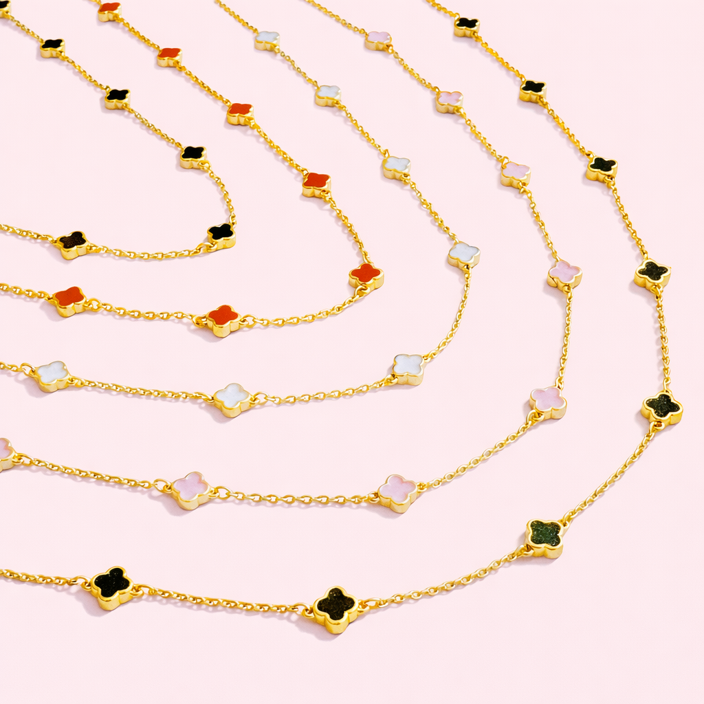 Petite Colored Clover Necklace