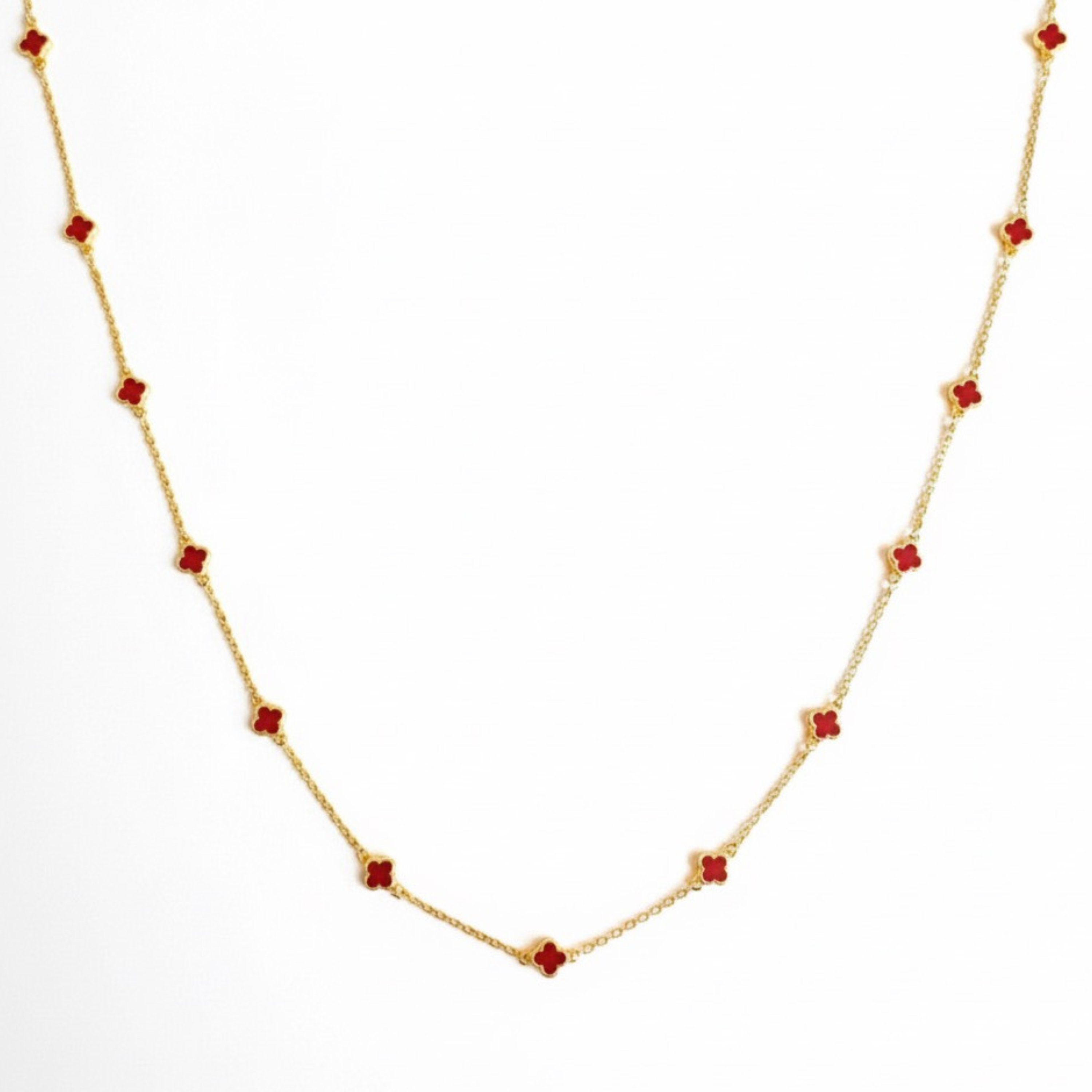 Petite Colored Clover Necklace