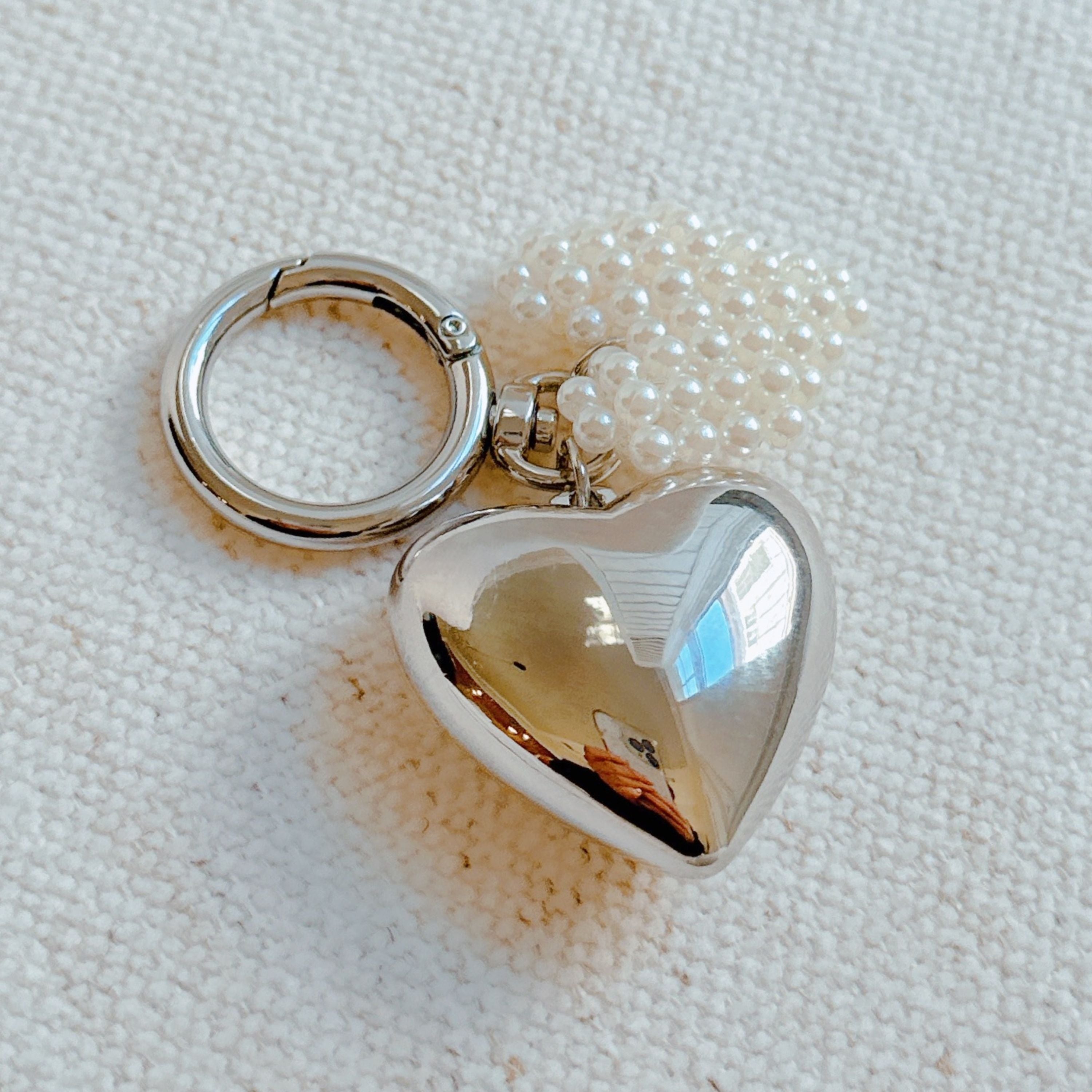 Puff Heart Pearl Charm