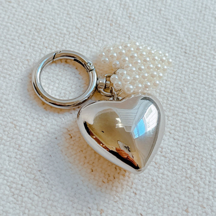 Puff Heart Pearl Charm