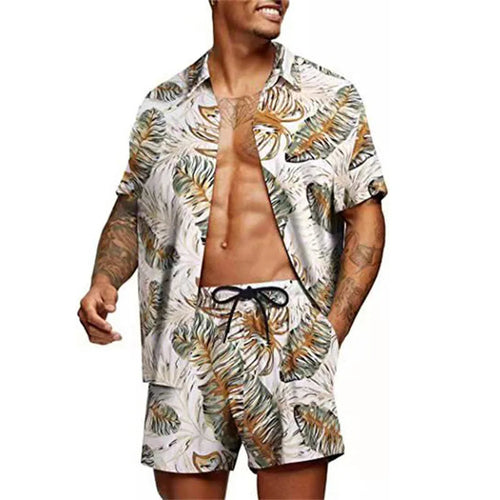 Floral Hawaiian  two piece men beach shorts set