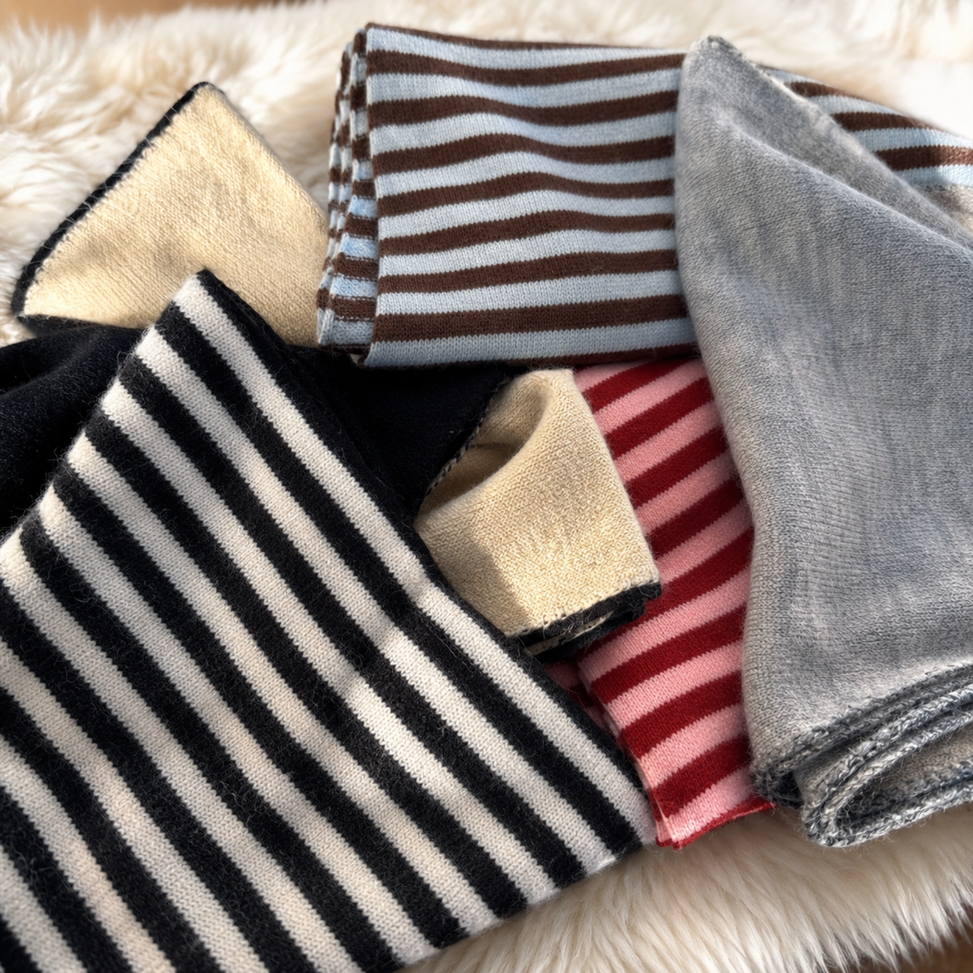 Slim Minimalist Knit Scarf – Two-Tone &amp; Striped