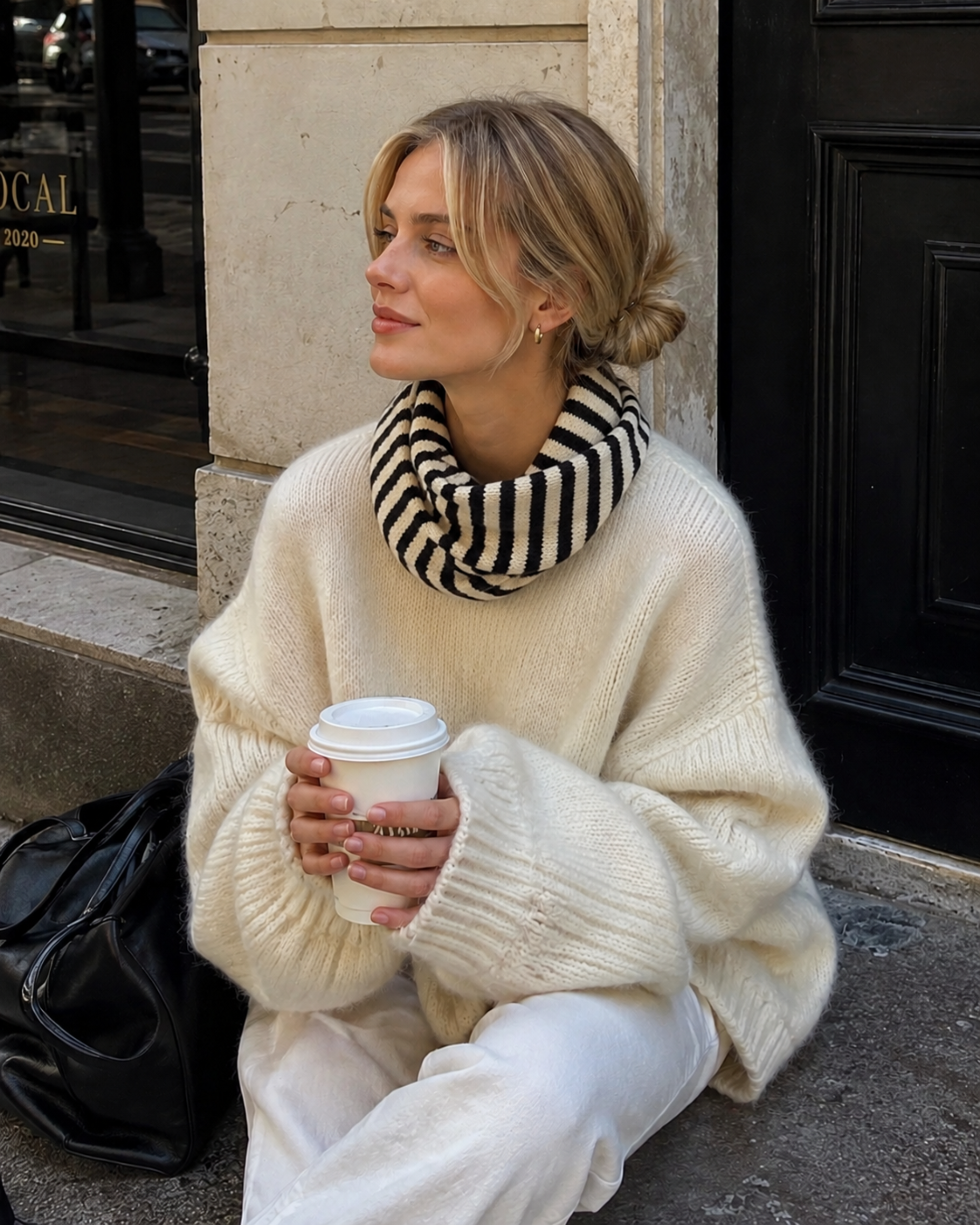 Slim Minimalist Knit Scarf – Two-Tone & Striped