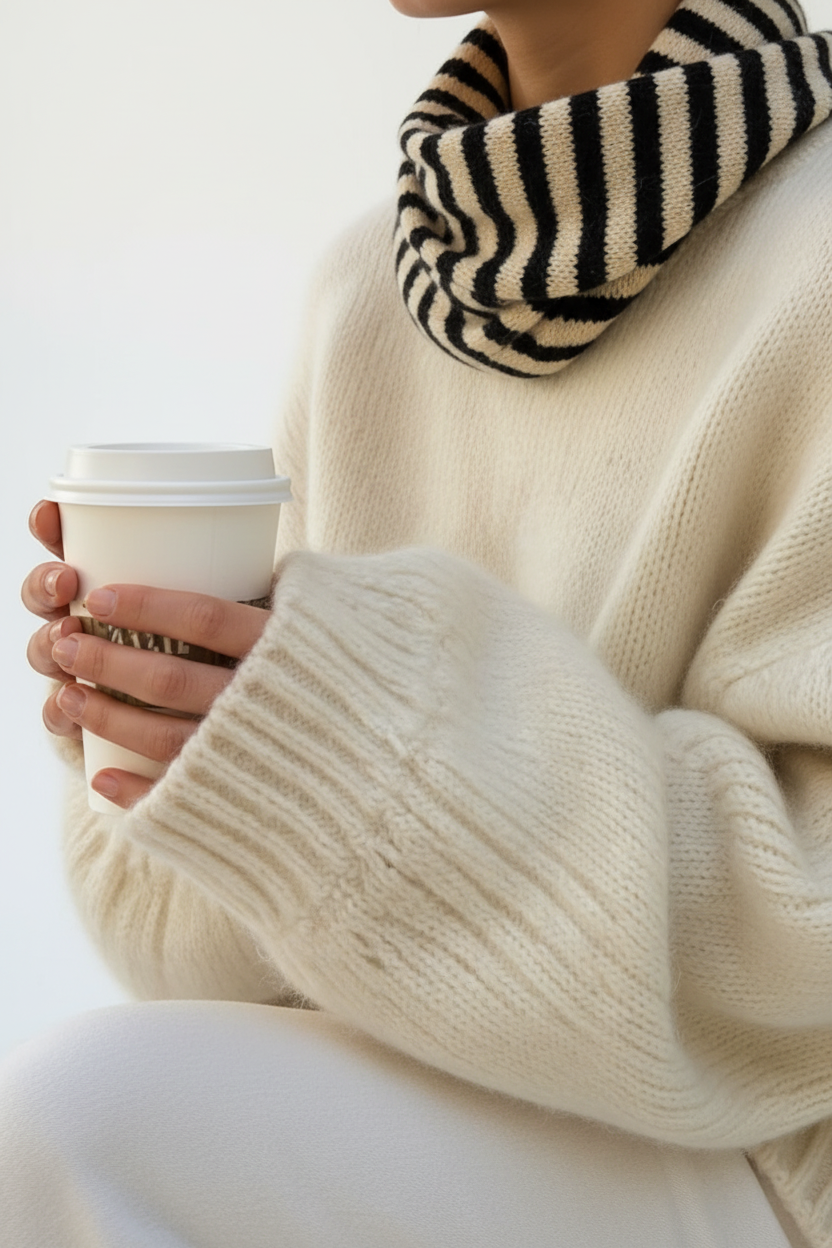 Slim Minimalist Knit Scarf – Two-Tone & Striped