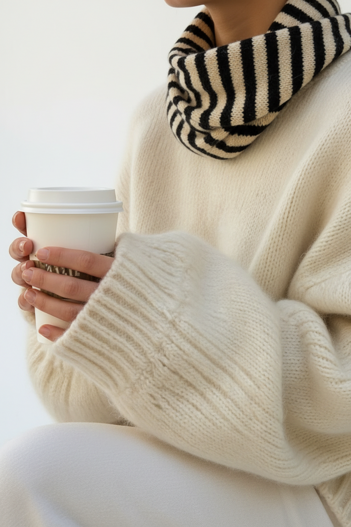 Slim Minimalist Knit Scarf – Two-Tone &amp; Striped