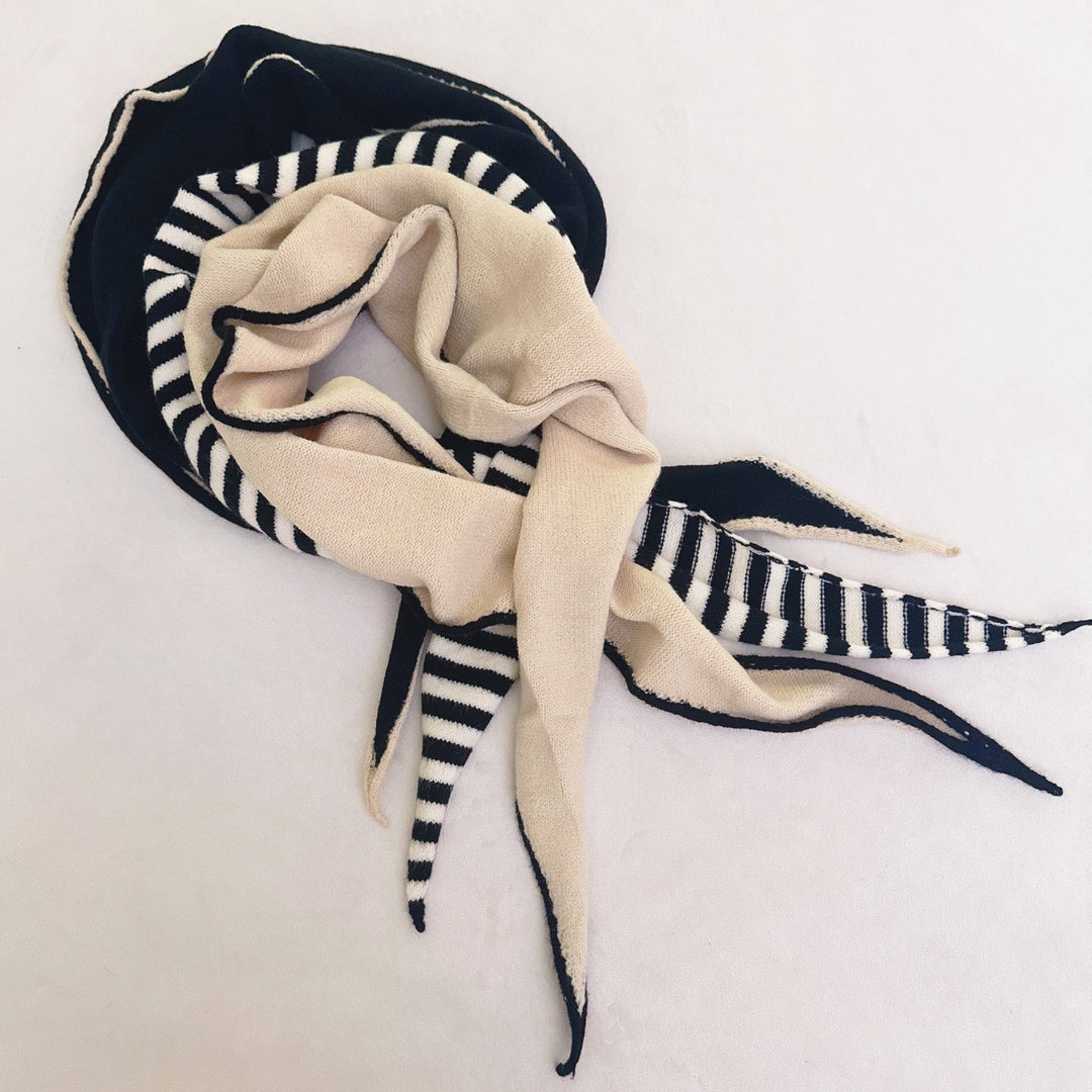 Slim Minimalist Knit Scarf – Two-Tone &amp; Striped
