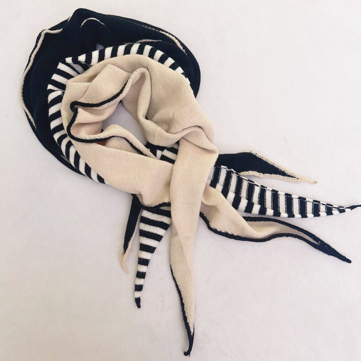 Slim Minimalist Knit Scarf – Two-Tone &amp; Striped