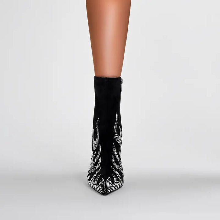 Stunning Glitter Flame Boots Tiger Teeth Women's Short Boots