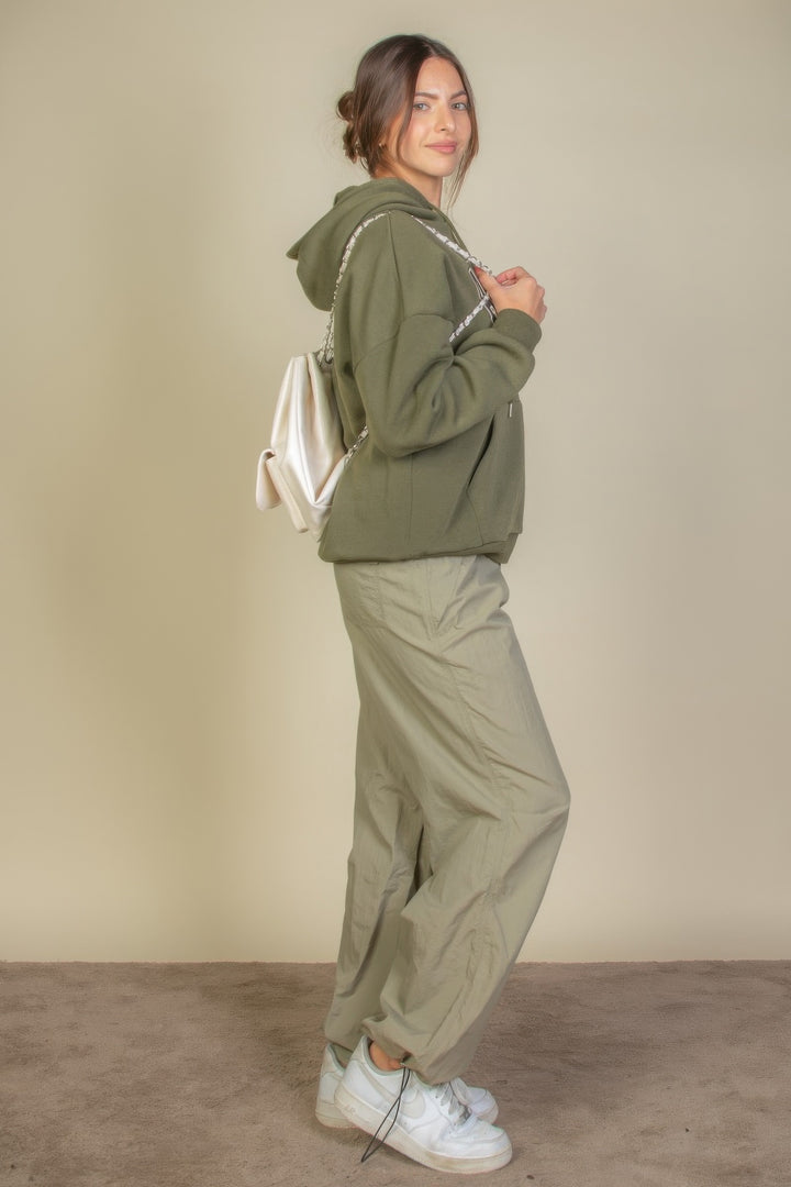 Graphic Pocket Drawstring Hoodie