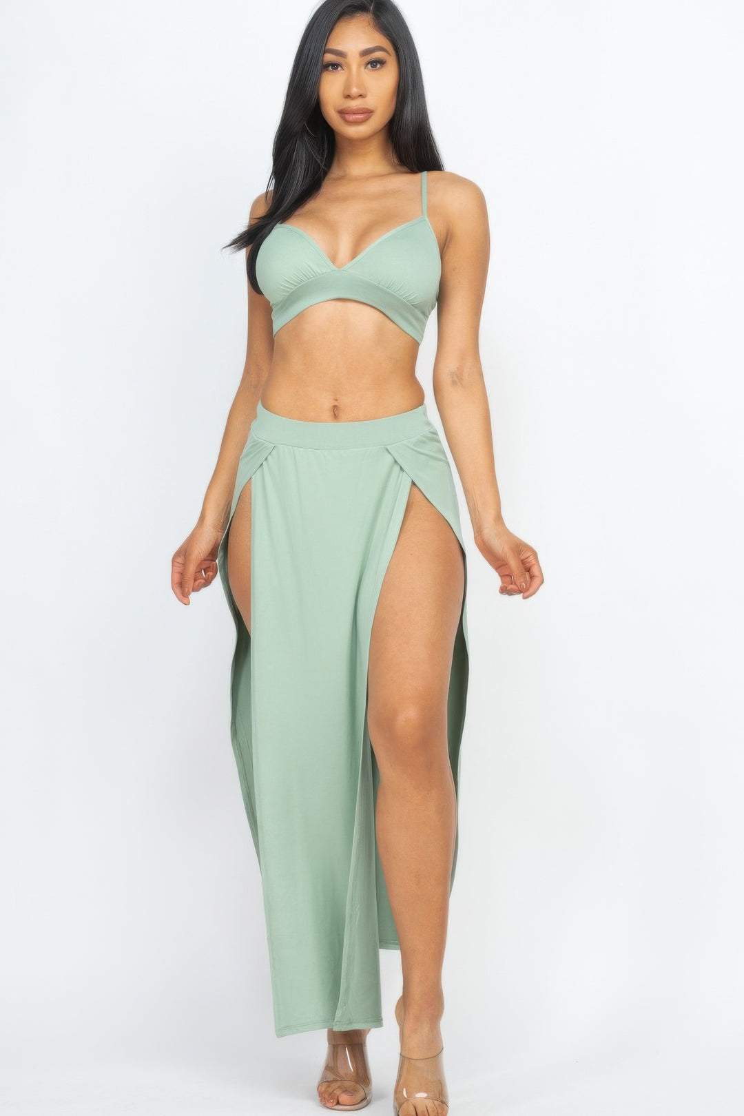 Side Slit Maxi Skirt Set