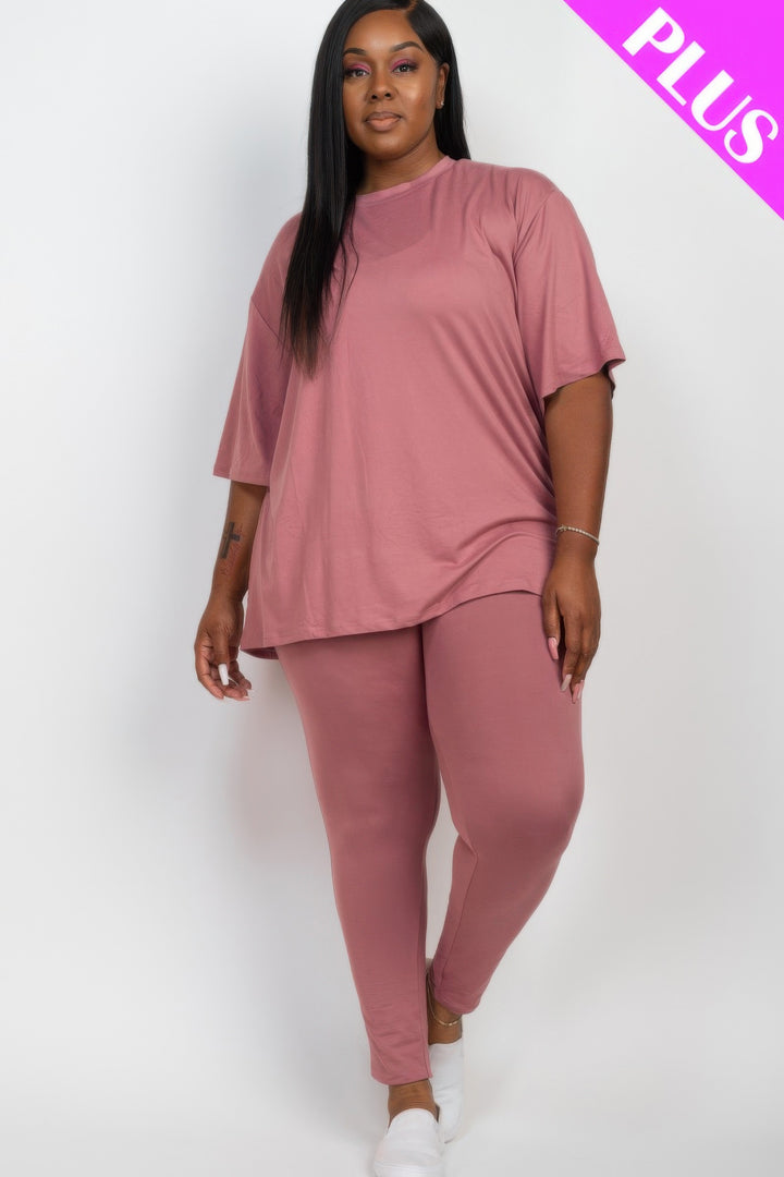 Plus Size Oversized T-shirt & Leggings Set