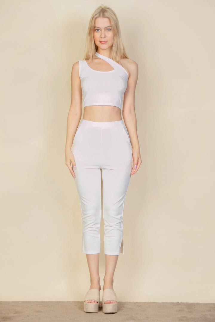 Slit Hem Cropped Pants