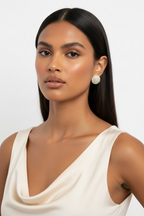 Round Shape Rhinestone Stud Earrings