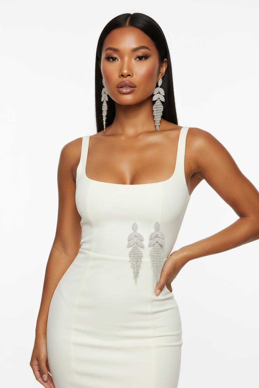 Rhinestone Fringe Earring
