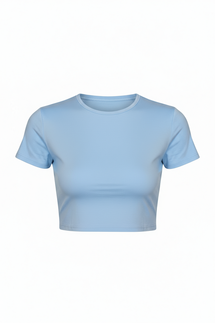 Basic Short Sleeve Ribbed Round Neck Top