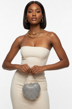 Rhinestone Heart Shape Party Clutch