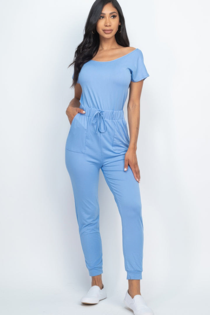 Two-way Shoulder Drawstring Jumpsuit