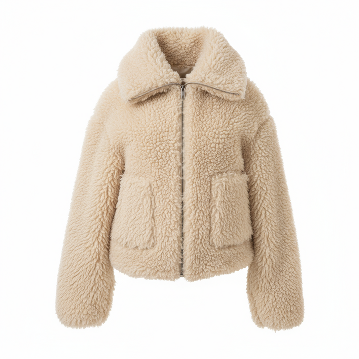 Solid Fleece Cropped Cozy Fuzzy Fur Jacket