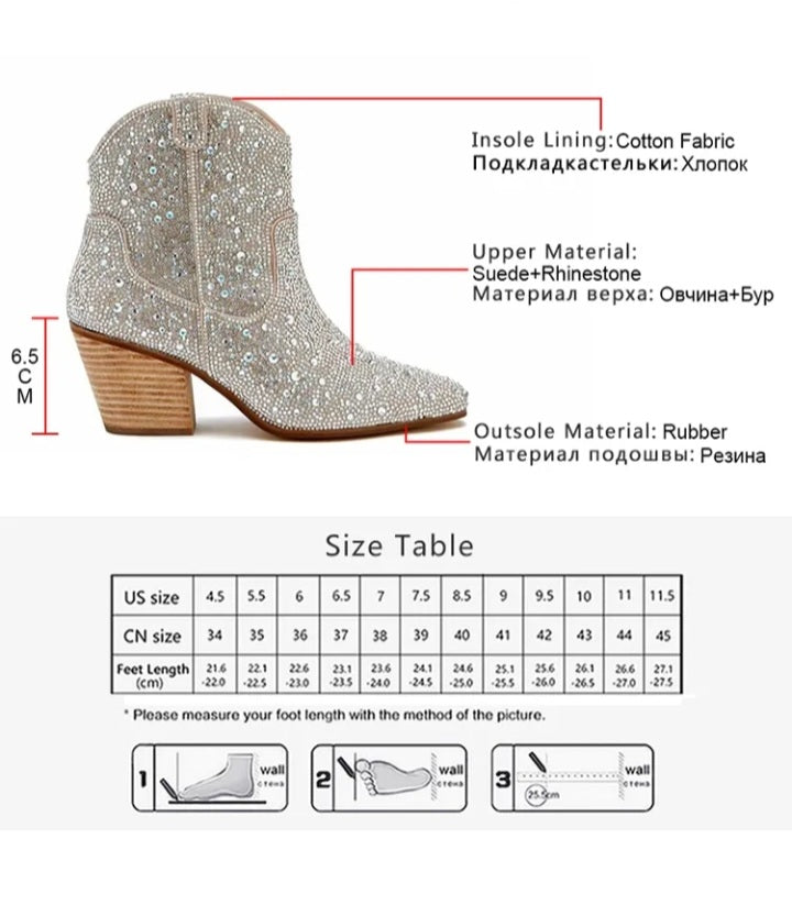 Rhinestone Glitter Bling Chic Cowgirl Boots