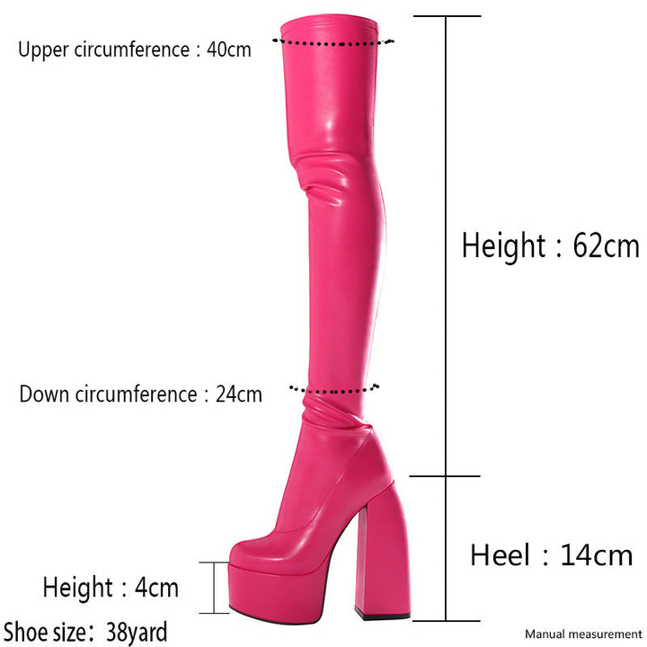 Women's Over The Knee Tight Boots Block Thick High Heel Platform