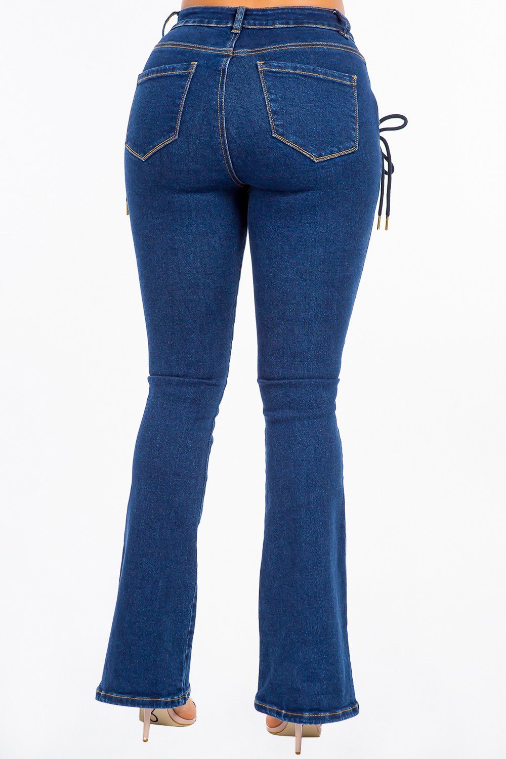 High Rise Lace Up Jeans