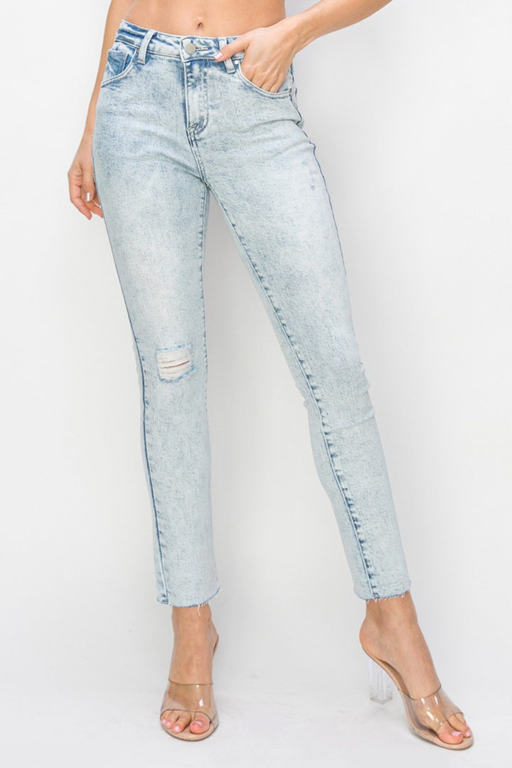 High Rise Distressed Skinny Jeans