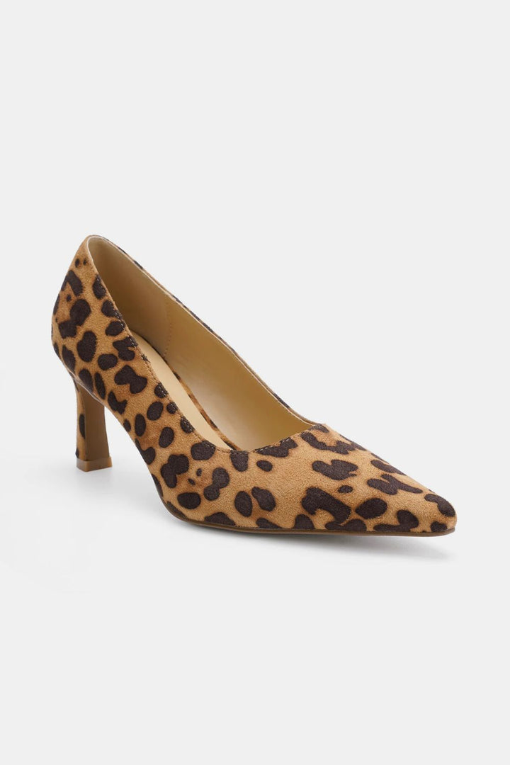 Faux Suede Leopard Point Toe Pumps