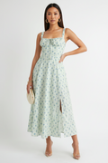 Floral Print Bustier Midi Dress