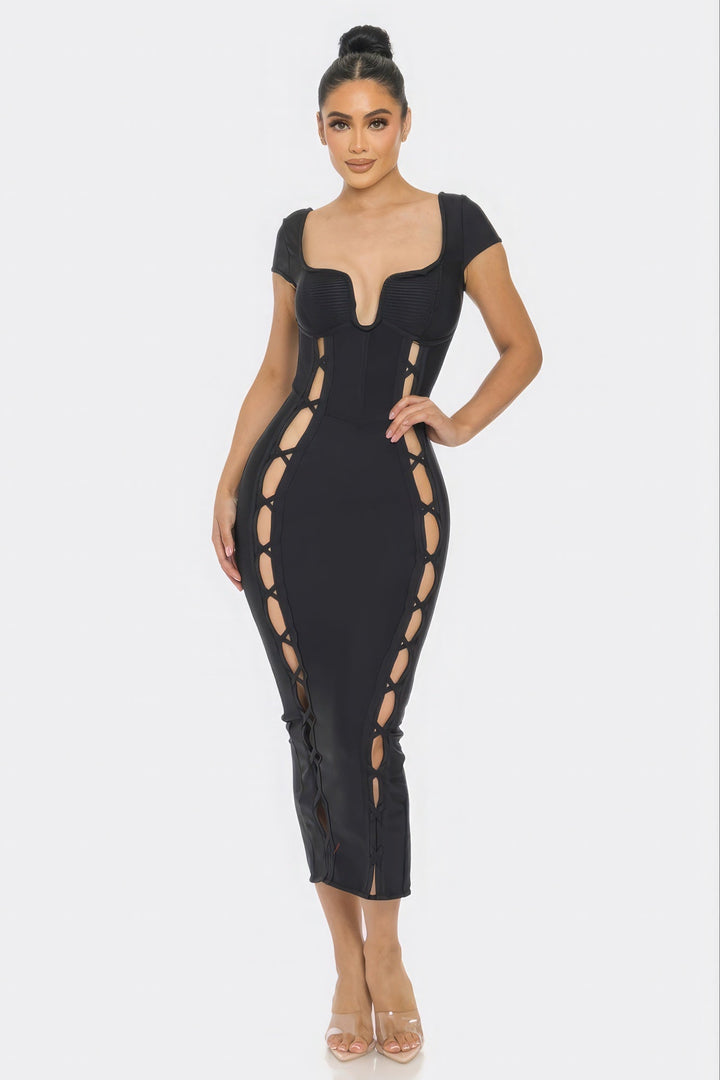 Bandage Midi Dress, Black